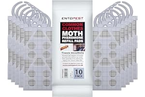 Entopest – Monitoring Moth Peds | 10 Refill Pads & 10 Reusable Hangers | Clothes Moth Detection | Sticky Monitoring Pads for Wardrobes | Pheromone-Based Monitoring Only