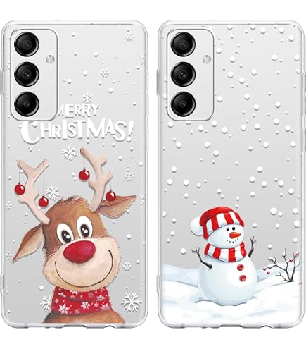 Vauki Cover Natale Rosso per iPhone 14 Plus 6.7 con Collana Christmas Regalo Cartone Animato Pattern Silicone Morbida TPU Antiurto Custodia con 3D Bambola, Carino Babbo Natalizia Renna