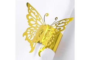 MORGIANA 50 Anneaux pour Serviettes en Papier, Anneaux pour Serviettes Jetables, Porte-Serviettes Jetables pour Décoration de Table pour Mariage, Fête de Noël et Dîner. (Papillon d'or)