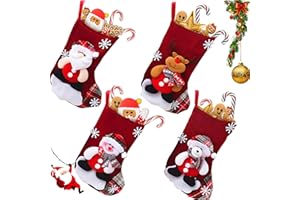 ZoneYan Calcetines de Navidad Chimenea, 4 Piezas Medias de Navidad Bolsa de Regalo, Calcetines de Papá Noel, Medias Navideñas para Llenar y Colgar, Adorno de Navidad Bolsa de Dulces
