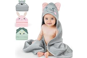 MHJY Badeponcho Kinder 100% Musselin Kapuzenhandtuch Baby – Babyhandtuch mit Kapuze als Baby Erstausstattung Neugeborene Geschenk Stilltuch Decke Jungen Mädchen