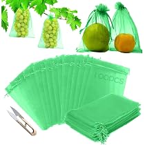 60 Stuks Fruitbeschermzakken Met Trekkoord – 20 X 30 Cm Organzazakjes, Beschermt Druiven, Kersen En Ander Fruit Tegen Wespen, Vogels En Insecten, Ademend En Herbruikbaar, Transparant Voor Eenvoudige Controle