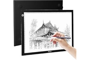 RTjoy A4 LED Light Pad, USB Powered Drawing Board, Adjustable Brightness Tracing Box Ideal for Diamond Art, Weeding Vinyl, Viewing Slides, Stenciling, Embossing, Quilting Stencils (Black)