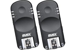ayex AX-BA1 Funk-Blitzauslöser und Kamera-Fernauslöser für Nikon, Blitz- und Kameraauslöser-Set mit 2 Transceivern
