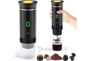 Niaetuto Caffettiera portatile 3 in 1, ricaricabile per macchina da caffè portatile da viaggio, 12 V, macchina da caffè per capsule, caffè macinato, per campeggio, viaggi, ufficio, auto, casa (nero)