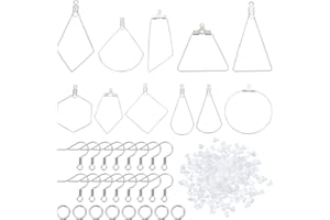 DICOSMETIC 1Sets Kit Boucles d'oreilles 11 Styles Crochets de Boucles d'oreilles Géométriques en Acier Inoxydable 80pcs Anneaux de Saut Ouverts pour la Fabrication de Bijoux DIY