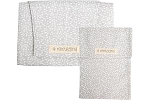 MIMUSELINA Set Tapis a Langer Portable et Sac a Langer Bebe | Imperméable, Pliable et 100% Coton OEKO-TEX | Accessoires Bébé pour Sorties ou Voyages | Fait Main en Espagne