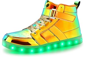 Padgene Women's Men's LED Lights Up Trainers Unisex Luminous Flashing Shoes USB Charging Lace Up Couples Boots Gift for Party Dance Halloween Christmas New Year
