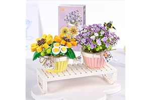 MEIEST Ensemble de Mini Blocs de Construction pour bonsaï, 2 en 1 - Simulation de Particules de Fleur succulente - Collection botanique - Briques de Construction