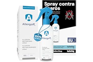 NOVOKILL Allergoff Spray Antiacaros 400ml - No tóxico - Antiacaros para Colchon, Cama y Textiles - Para alérgicos - Eliminar los síntomas - Neutraliza alérgenos de acaros, animales domésticos, polen y moho