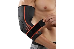 eYotto Elbow Brace Support with Strap(2 PACK), Compression Sleeve Adjustable for Women Men Arm Support for Running,Workout, Basketball, Golf, Tennis, Weightlifting, Pain Relief, Tendonitis, Arthritis