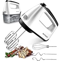 SHARDOR Hand Mixer Electric Whisk, Anti-Splash Hand Whisk, 6 Speeds with Turbo Button, Snap-On Storage Case, Easy Eject Butto