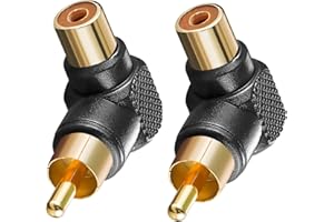 BestPlug" Lot de 2 A abgewinkelte Cynch RCA Cinch RCA Audio Vidéo Adaptateur Connecteur RCA mâle Adaptateur coudé Adaptateur coudé Femelle coudée Noir Connecteurs plaqués Or