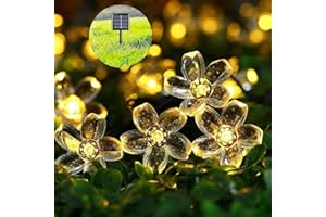 Lecone Catena Luminosa Esterno Solare 7M 50 LED Fiore 8 Modalità Giardino Impermeabile Luci Solari Esterno Giardini Decorazione per Terrazza, Giardino, Feste, Balcone