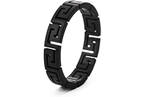 Akitsune Pierścionek Argius | grecki ornament designerski pierścionek dla kobiet i mężczyzn, stal nierdzewna, filigranowy meander – czarny matowy, różowe złoto, złoty, srebrny