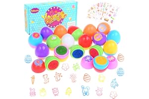Faburo 18 Stück Stempel Ostereier Stempelset Ostern Kinder Stempel Osterdeko mit 10pcs Osteraufkleber Kinder Ostern Selbstfärbend für Kinder