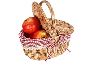 Alipis Cestino Da Picnic in Rattan Cesto Di Cappuccetto Rosso Cuore Del Cestino Da Picnic Vassoio Per Servire Il Cibo Cestino in Vimini Di Truciolo Naturale Cestini Iuta Amanti Portatile