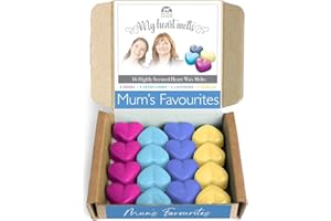 SPOTLESS LEOPARD Favoris de maman – Mélange de cire fondue – 4 de chaque : 4 anges, 4 lin frais, 4 lavande, 4 cires fondues vanille, coffret cadeau pour la fête des mères 16 x 5 g en forme de cœur parfumé.