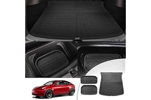 GIUD Tapis Coffre Tesla Model Y 2021-2023 Tapis de Coffre Matériel TPE Coquille Coffre-arrière Coussin de Protection Tapis de Coffre Tesla Model Y 2023 (3 Pièces)