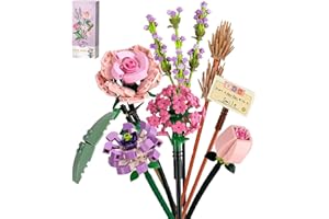 OTEKUVIC Künstliche Blumen Bauset Blumen Pflanzen Blumenstrauß Gefälschte Blumen für Dekorationen, Dekoration Blume Roses Erwachsene für Zuhause Geschenk, DIY Geschenke Ziegelblumen, NICHT kompatibel mit L