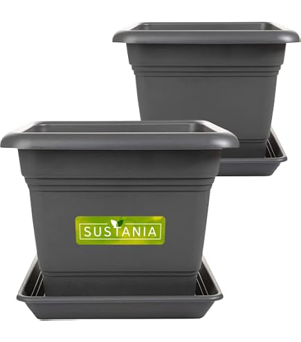 Lot De 2 Pots De Fleurs Anthracite 50 Cm - Fabriqués En Allemagne, Résistants Aux Intempéries Et UV - 3