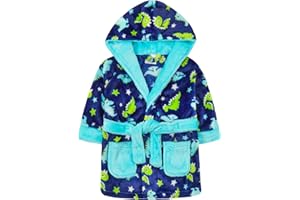 Metzuyan Baby Boys Dino Dressing Gown Hooded Bathrobe Kimono Robe Dinosaur Print Size 6-24 Months