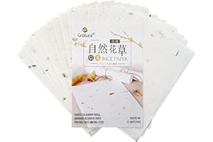 NEUTRAL Handmade Decorative Paper Printable White Writing Letter Paper Rice Paper Chinese Calligraphy Paper,25 Sheets
