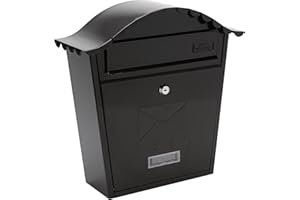 BURG-WÄCHTER Burg-Wachter MB01BK Black Classic Wall Mounted Galvanised Steel Lockable Weatherproof Post Box - 36x37x13cm