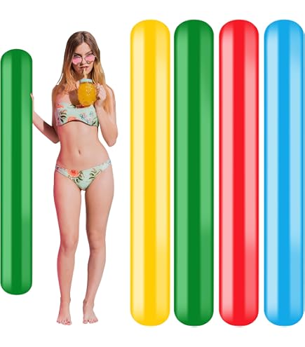 DAJASD Set De 5 Frites Piscine En Mousse Gonflable 150 Cm – Multicolore (rouge, Jaune, Bleu, Vert) – Pour Apprentissage Natation, Plage, Spa, Jeux Aquatiques