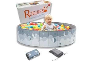 RUGUIES- Piscina de Bolas para Niños- Parque de Bolas Infantil-Piscina Bolas Redonda para Bebés-Plegable y Portátil-Cubo Juguetes Interior y Exterior- (Bolas no Incluidas) (Sky, 120x30cm)