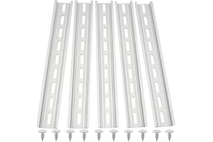 CKANDAY 5 Pcs 12 Inch Aluminum DIN Rails, Top Hat Slotted DIN Rail, 35 mm Width x 7.5 mm Height x 12 Inch Length, with 10 Pcs MXU-DIN-100 Screws for Hardware Components Mounting