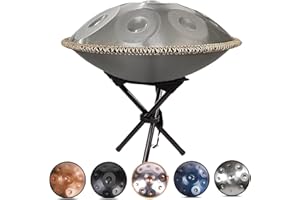 LXHGVKHJ Tambour Handpan De 9/10 / 12 Notes, Instruments De Percussion À 432 Hz / 440 Hz Pour Les Débutants Et Les Joueurs Professionnels, Tambour À Main De 55 Cm Avec Trépied De Tambour, Baguettes Et Sac (
