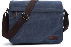 LOSMILE Hommes Sacs d'épaule, Sacs bandoulière en toile, Sacs pour ordinateur portable, Besaces,Sac d’Ecole, Travail ou vie scolaire