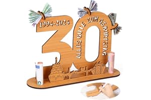 Alftek Geldgeschenke Geburtstag 30, Geschenke Zum 30.Geburtstag Mann Frau, Holzschild Gästebuch Mit Halter und Kerzenhalter Dekoration Geburtstagsgeschenk