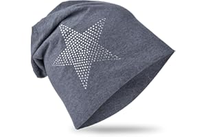 Miobo Berretto Slouchy per Bambini, Cotone, Stella con Strass