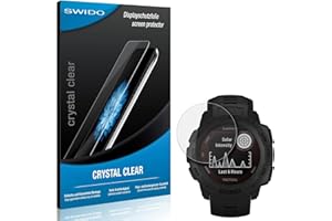 SWIDO Pellicola protettiva compatibile con Garmin Instinct Solar Tactical (45 mm), pellicola protettiva in vetro temperato, ultra trasparente, 2 pezzi, Made in Germany