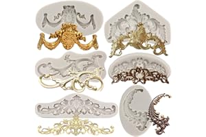 MYPRACS Molde barroco para fondant, rizos, encaje, silicona, moldes de flor, filigrana, para decoración de tartas esculpidas en 3D, decoración de cupcakes, pasta de goma de chocolate, caramelo,