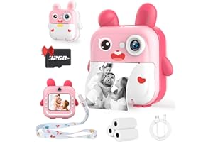 TOYOGO Kids Instant Print Camera, 1080P Digital with 32G SD Card, Instant Print with 3 Rolls Paper, Perfect for 3-12 Year Old Girls & Boys (Pink)