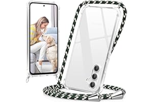 caslord Funda con Cuerda para Samsung Galaxy A54 5G, Trransparente TPU con Correa Colgante Ajustable Collar Correa de Cuello Cadena Cordón - Arcoiris Verde