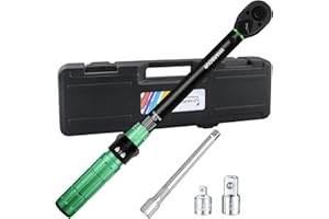 Uharbour Clé dynamométrique 3/8 5-60 Nm avec barre d'extension et adaptateurs, précision ± 3 %, calibrés avec numéro de série unique, convient pour vélo, moto et voiture