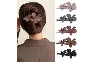 Ypkia Lot de 5 grandes pinces à cheveux en forme de papillon mat pour femme et fille - En forme de bec de canard