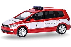 Herpa modello di auto VW Touran "Feuerwehr Nürnberg", in scala 1:87, pezzo da collezione, modello tedesco, statuetta plastica