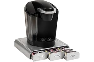 Mind Reader TRAY6-SIL Tiroir à 3 portions simples, capacité de 36 dosettes, organiseur de comptoir, base de machine à café, 31,1 cm (L) x 34,3 cm (l) x 6,3 cm (H), plastique, argenté