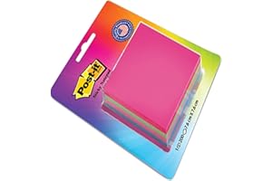 3M Post-it Sticky Note Cube, 200 Sheets (4 Colors x 50 Sheets) | 3" x 3" Size | For notes, reminders, study, school and organ