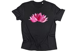 FLORA FURORA Tee-Shirt Namaste/Fleur de Lotus Rose, Yoga Pilates Symbole - Coton Organique | T-Shirt Femme + Homme, Top Grande Taille S-XXL, Tshirt Manches Courtes,Sport Méditation Accessoires Vêtements Cadeau