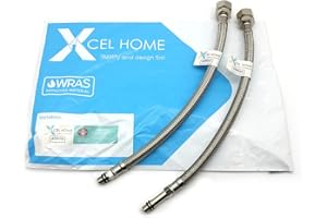 XCEL HOME 2 x WRAS-zugelassene 300 mm 15 mm Kompression x M10 (10 mm) flexible Rohrverbinder aus Edelstahl geflochten