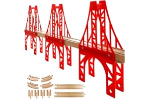 OrgMemory Eisenbahn Set, 3 Stück Hängebrücke, Holzeisenbahn Eisenbahnbrücke Kompatibel mit Anderer Marken