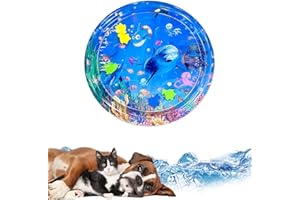 EULERYOO Esterilla de agua para gatos, alfombra sensorial de juego de agua para gatos, esterilla de agua inflable para gatos, alfombra de juego de agua sensación fresca comodidad para mascotas, temática océano