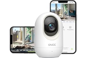 GNCC Telecamera WiFi Interno, Videocamera Sorveglianza 1080P, Rilevamento di Movimento/Suono, Telecamera WiFi con Visione Notturna, Audio Bidirezionale, Rotazione a 360°, Funziona con Alexa, P10