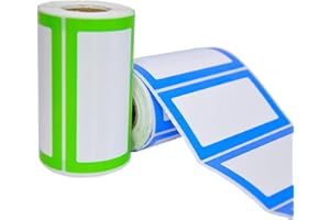 NAVY PENGUIN Samoprzylepne etykiety z imieniem, 2 rolki, łącznie 500 naklejek, 9 x 5 cm, kolorowe naklejki na ubrania dziecięce, mundury, prezenty, butelki, teczki i przyjęcia urodzinowe (niebieski/zielony, 2